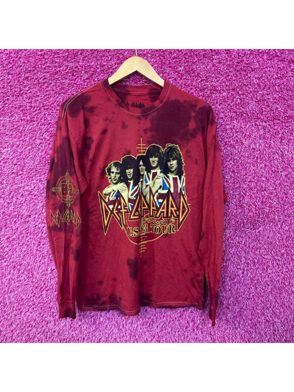 Def Leppard Pyromania 83 US Tour Band Long Sleeve Tie Dye M